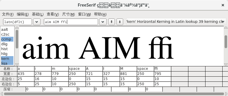 Fontforge尺寸窗口